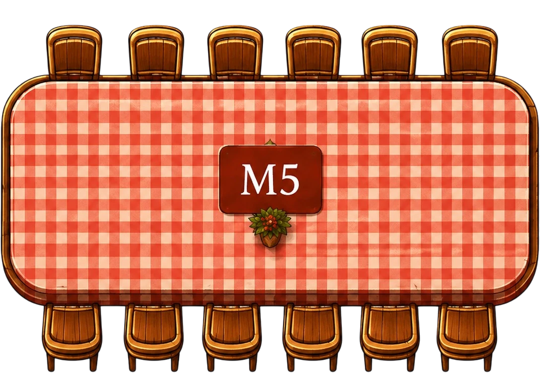 Mesa M5 — compartilhada, até 12 lugares
